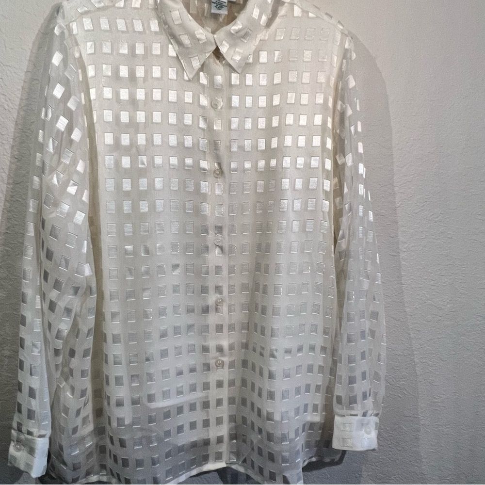 Vintage Joanna two piece button down top 🔥 cream and gold 🔥 size 2XL